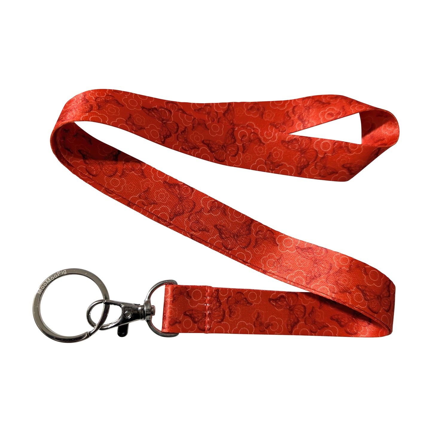 Butterfly Pattern Red Keychain Lanyard