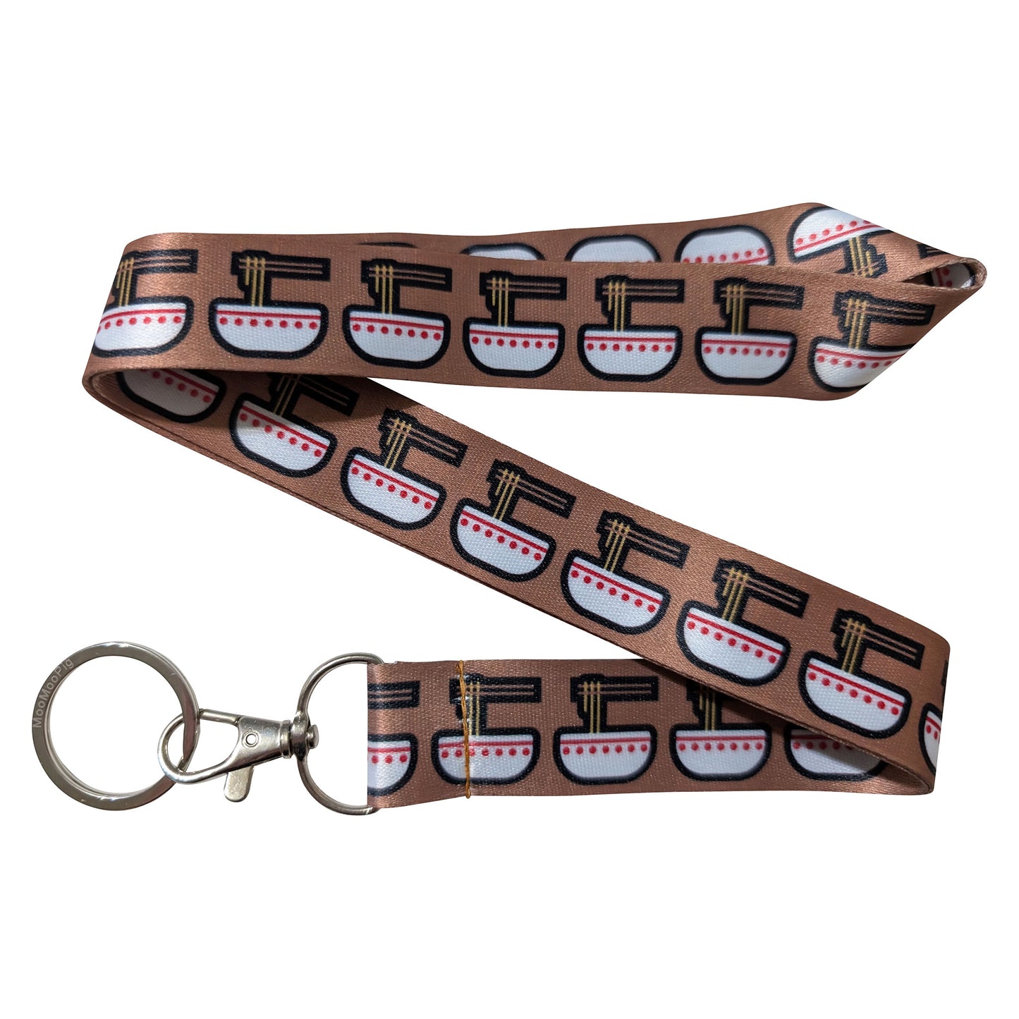 Steaming Noodle Bowl Brown Keychain Lanyard