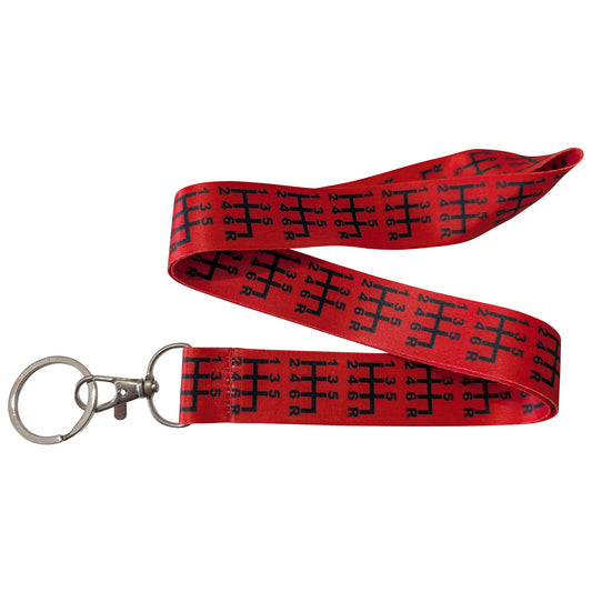 Manual Transmission Stick Shift Red Keychain Lanyard
