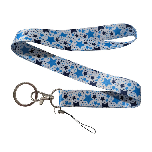 Star Blue White Keychain Lanyard