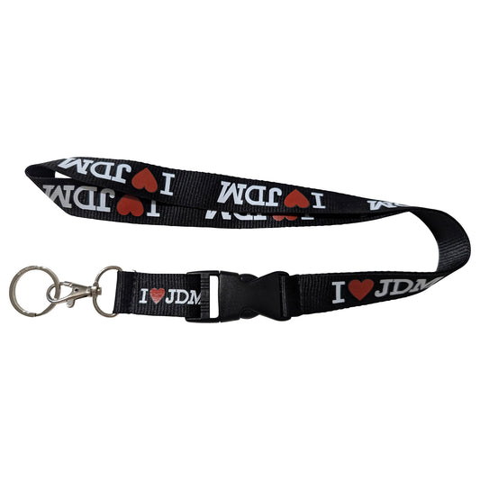 I Love Heart JDM Racing Black Buckle Keychain Lanyard