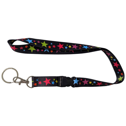 Rainbow Star Black Detachable Buckle Keychain Lanyard
