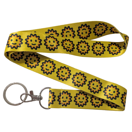 Sun Face Yellow Keychain Lanyard
