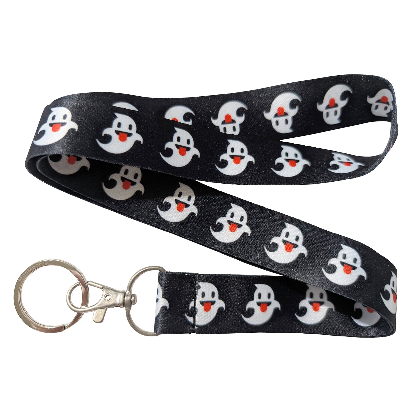 Ghost Halloween Black Keychain Lanyard