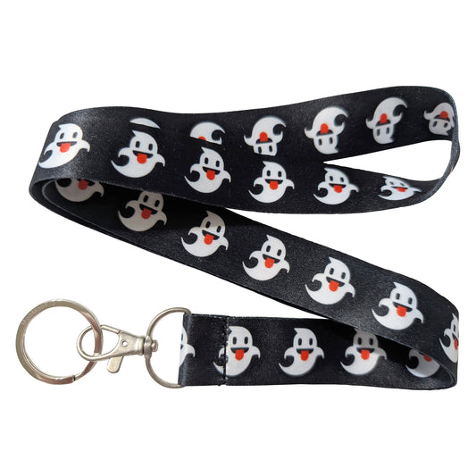 Ghost Halloween Black Keychain Lanyard