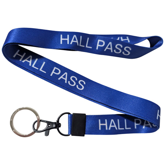 Hall Pass School Classroom Blue Keychain Lanyard