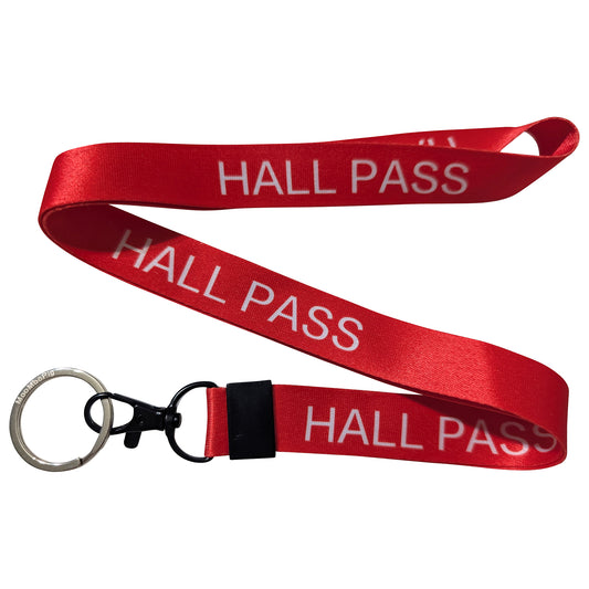 Hall Pass School Classroom Red Keychain Lanyard