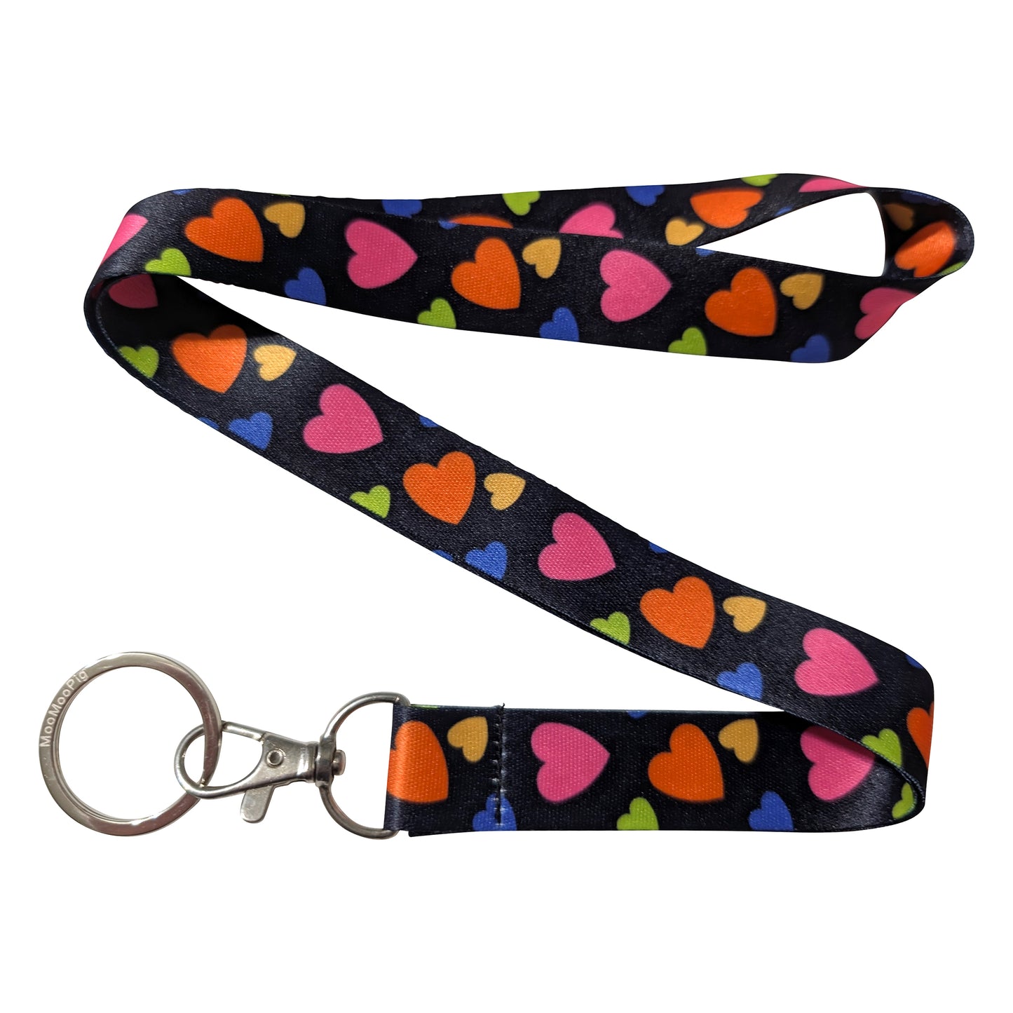 Colorful Hearts Red Orange Blue Yellow Keychain Lanyard