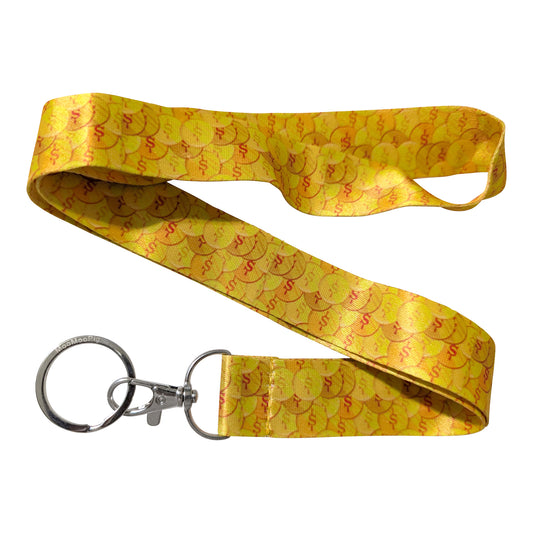 Coin Crypto Pattern Yellow Keychain Lanyard