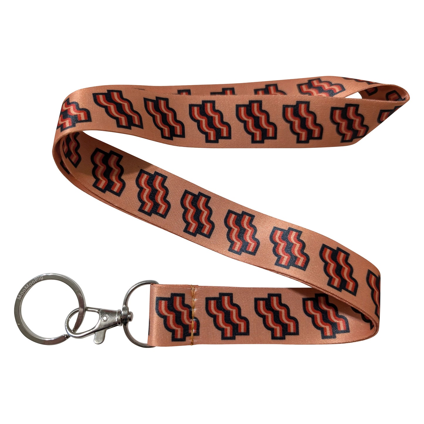 Crispy Bacon Strips Tan Keychain Lanyard