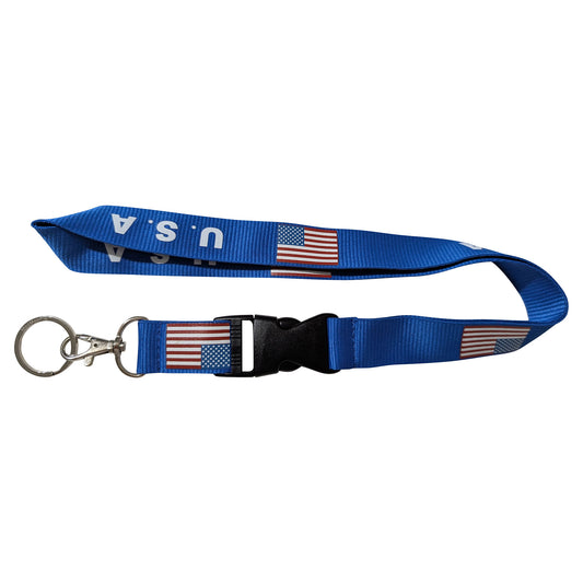 United States of America USA Flag Blue Buckle Keychain Lanyard