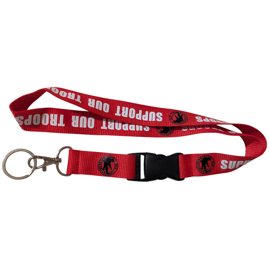 Support Our Troops Red Buckle Keychain Lanyard