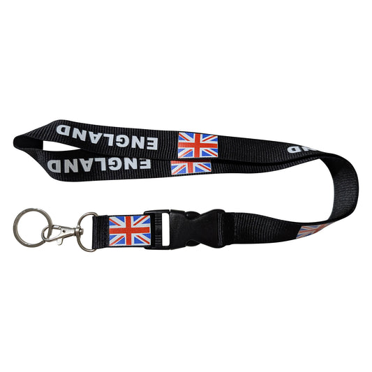 British UK England Flag Black Buckle Keychain Lanyard