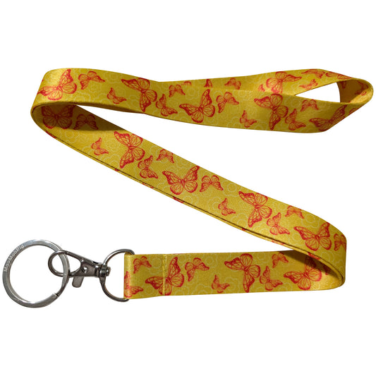 Butterfly Pattern Yellow Keychain Lanyard