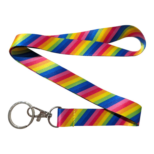 Rainbow Diagonal Stripes Keychain Lanyard