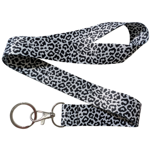 Leopard Animal Spots Pattern Black White Keychain Lanyard