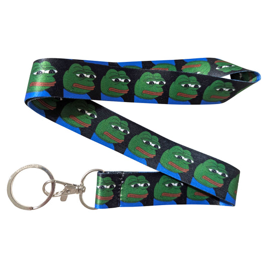 Pepe Frog Sad Face Black Keychain Lanyard