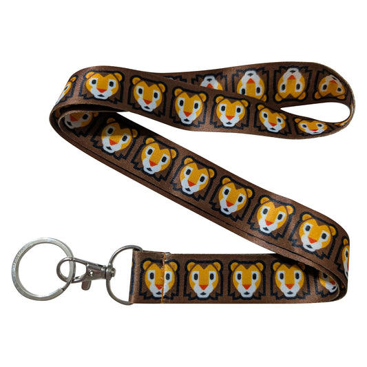 Lion Face Brown Keychain Lanyard